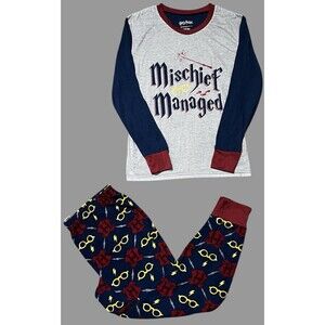 Harry Potter Pajama Set Women’s Medium Fleece Mischief Managed Long Sleeve